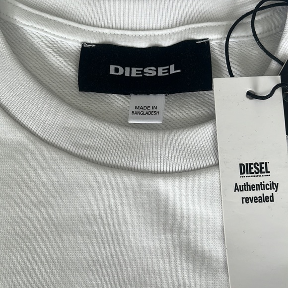 Diesel S Gir B5 Felpa Crew Sweatshirt Bright White Size XL - Picture 7 of 11